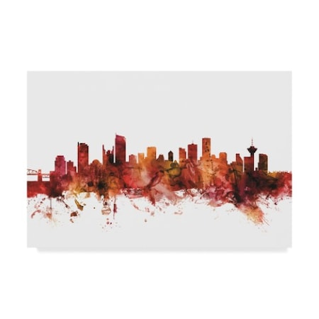 Michael Tompsett 'Vancouver Canada Skyline Red' Canvas Art,16x24